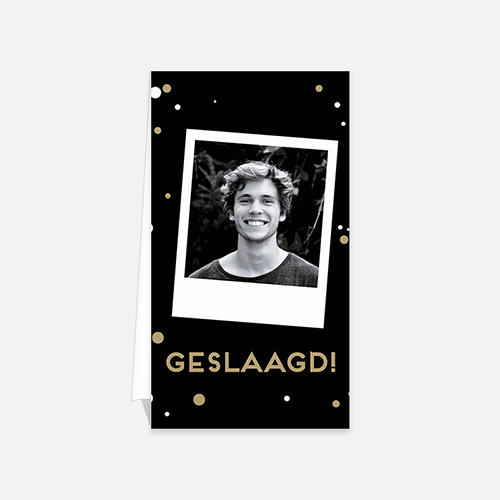 Lortye Feestje 036b Uitnodiging Geslaagd Zwart